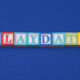 playdate spelled out in block letters against a blue background