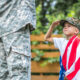 Little boy saluting his uniformed father