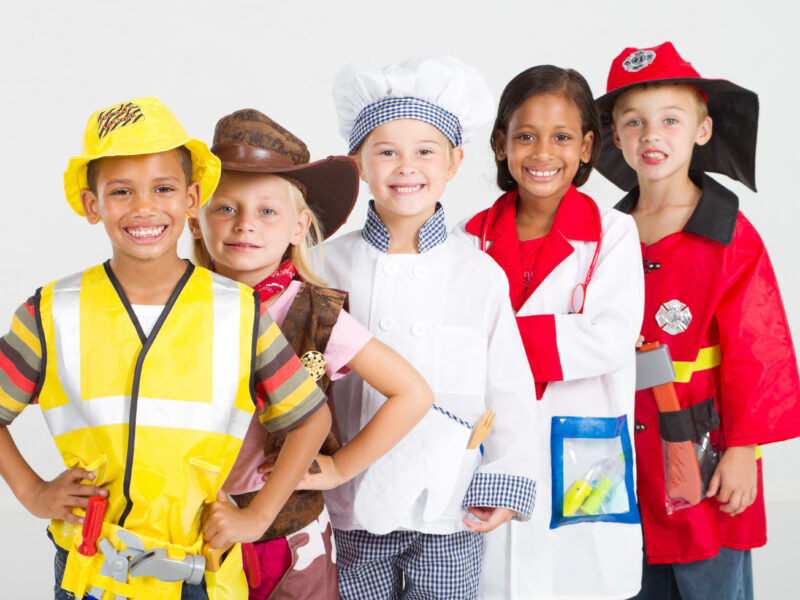 Children dressed up in role play costumes